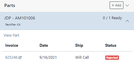 RejectedPartQuote for October 6th, 2021 Release Notes