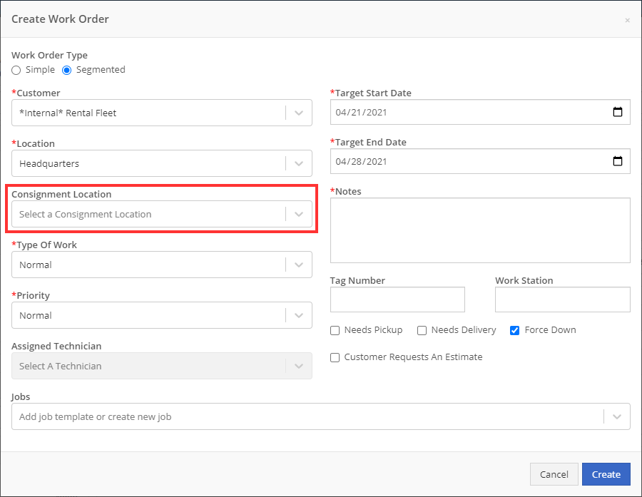 workordercreation 1 for April 21st, 2021 Release Notes
