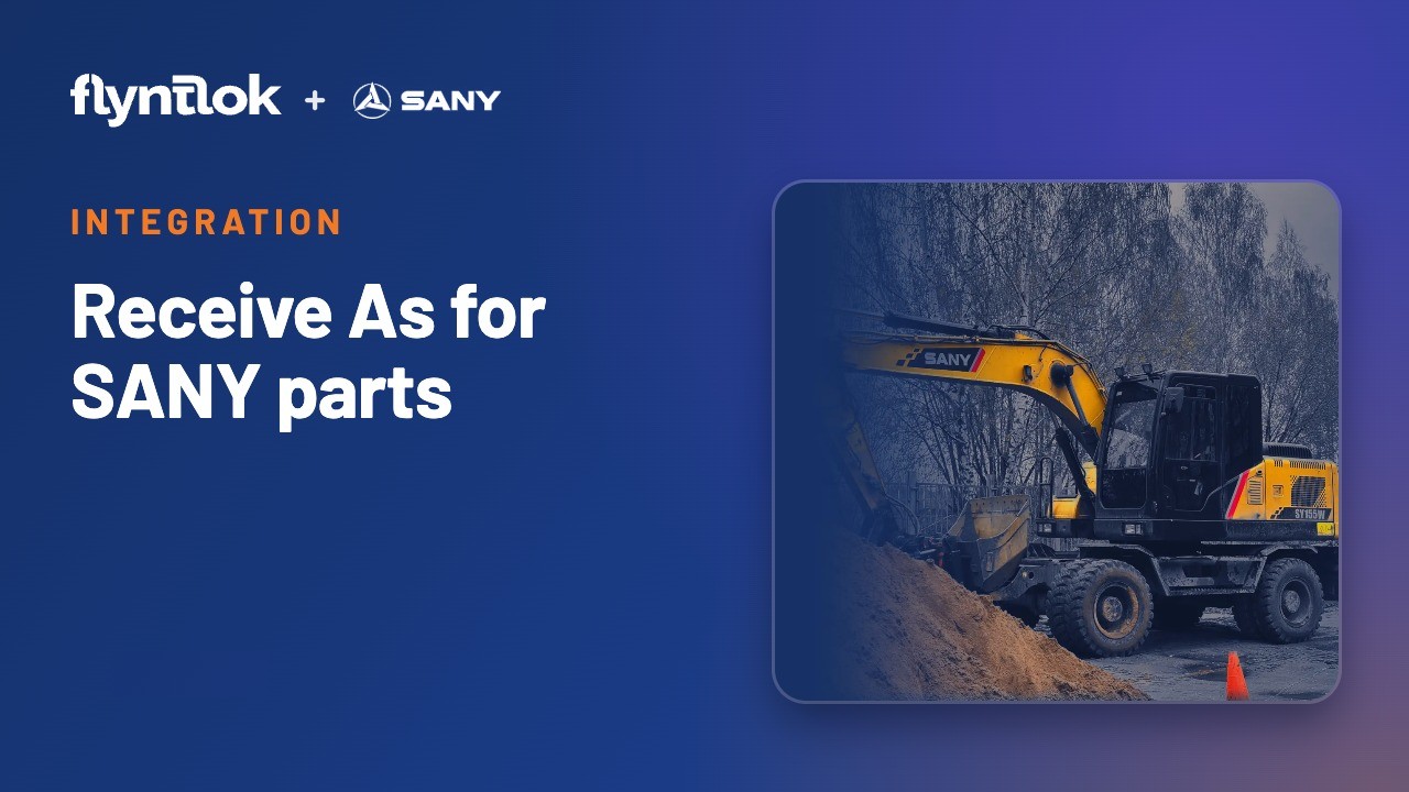 Receive As for SANY parts: a SANY wheeled excavator on a job site