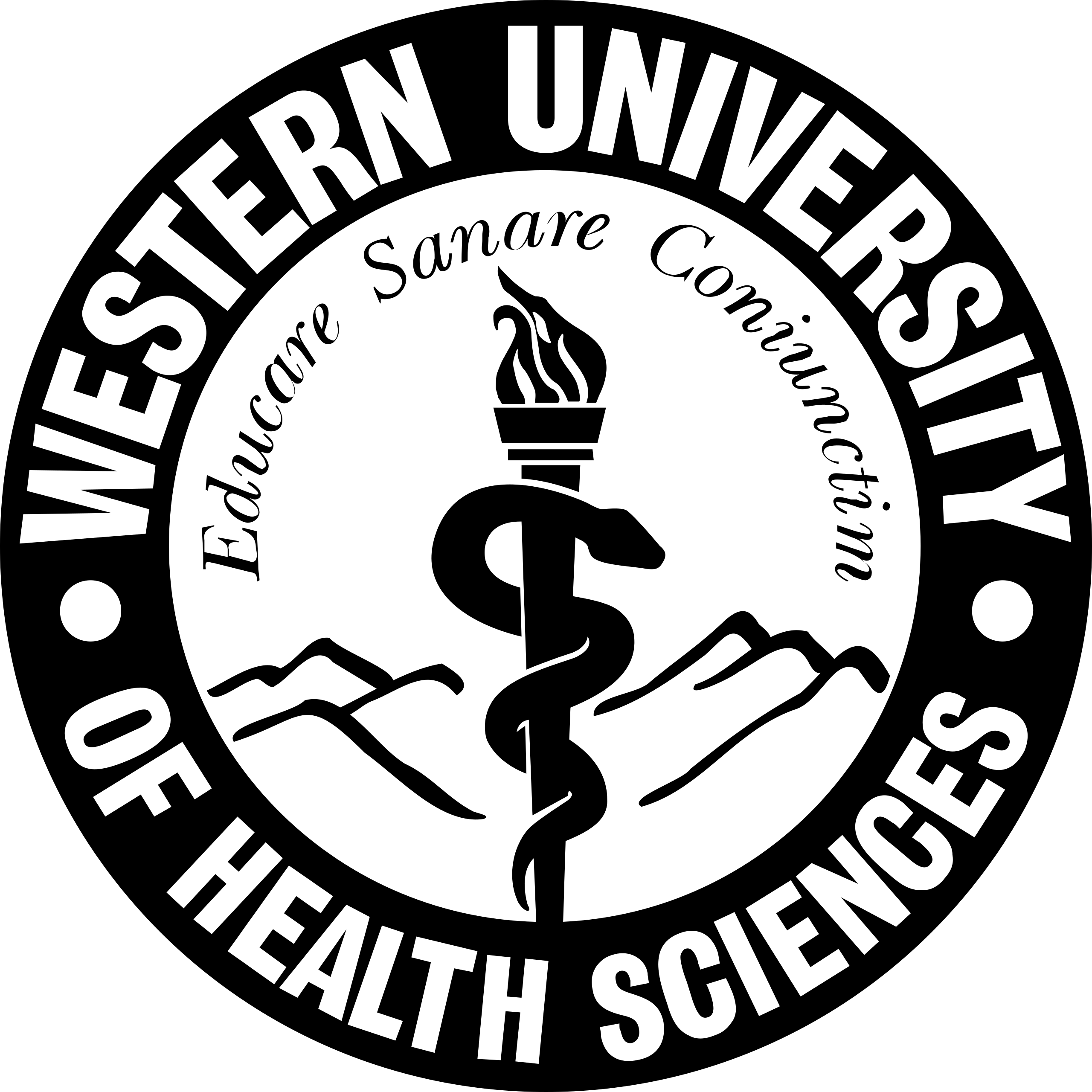 Seal of Western University featuring a shield with a torch and stars.