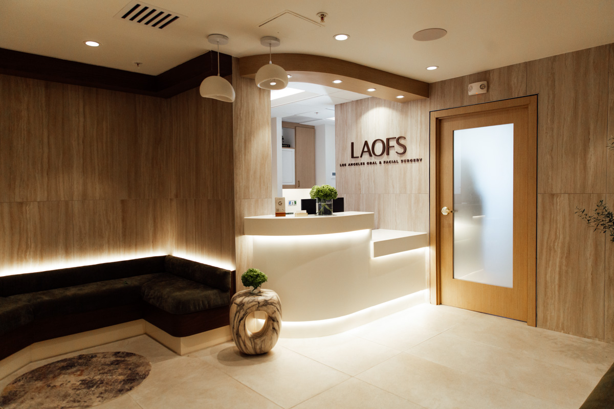 Wide view of the reception area at Los Angeles Oral & Facial Surgery.