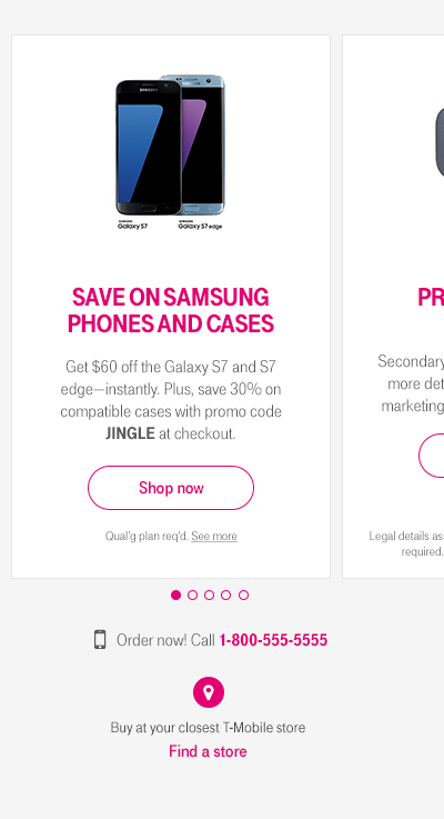 T-Mobile carousel with offer, mobile