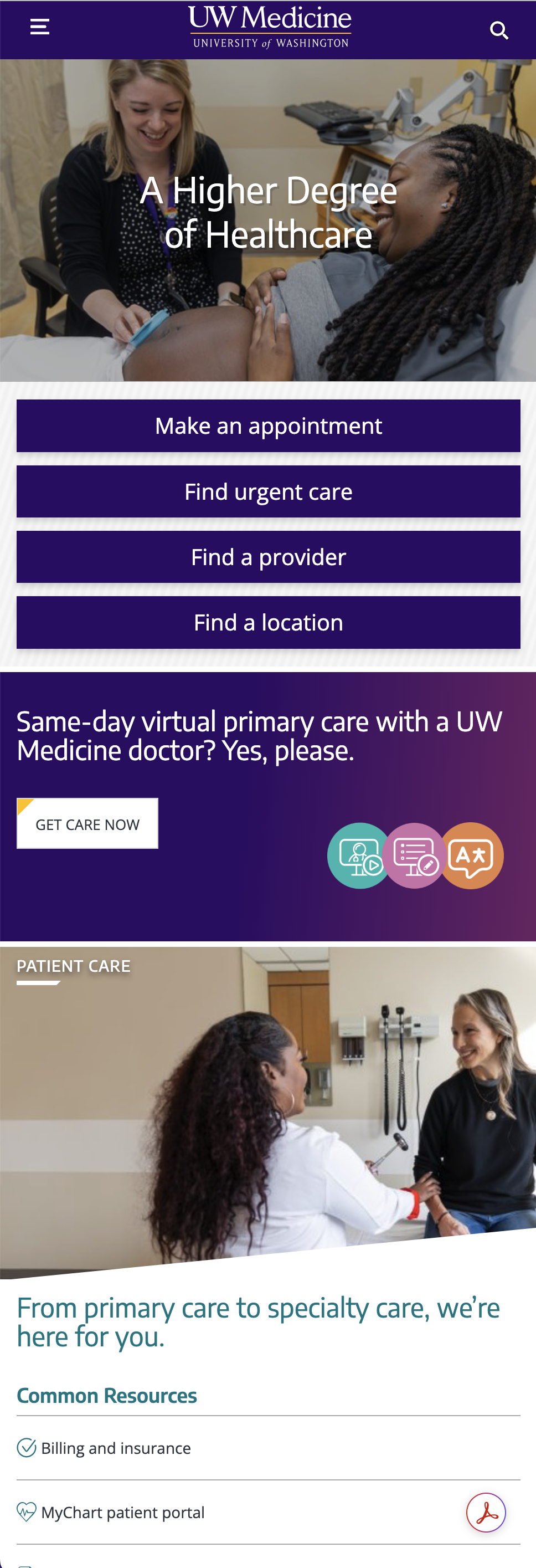 UW Medicine home page
