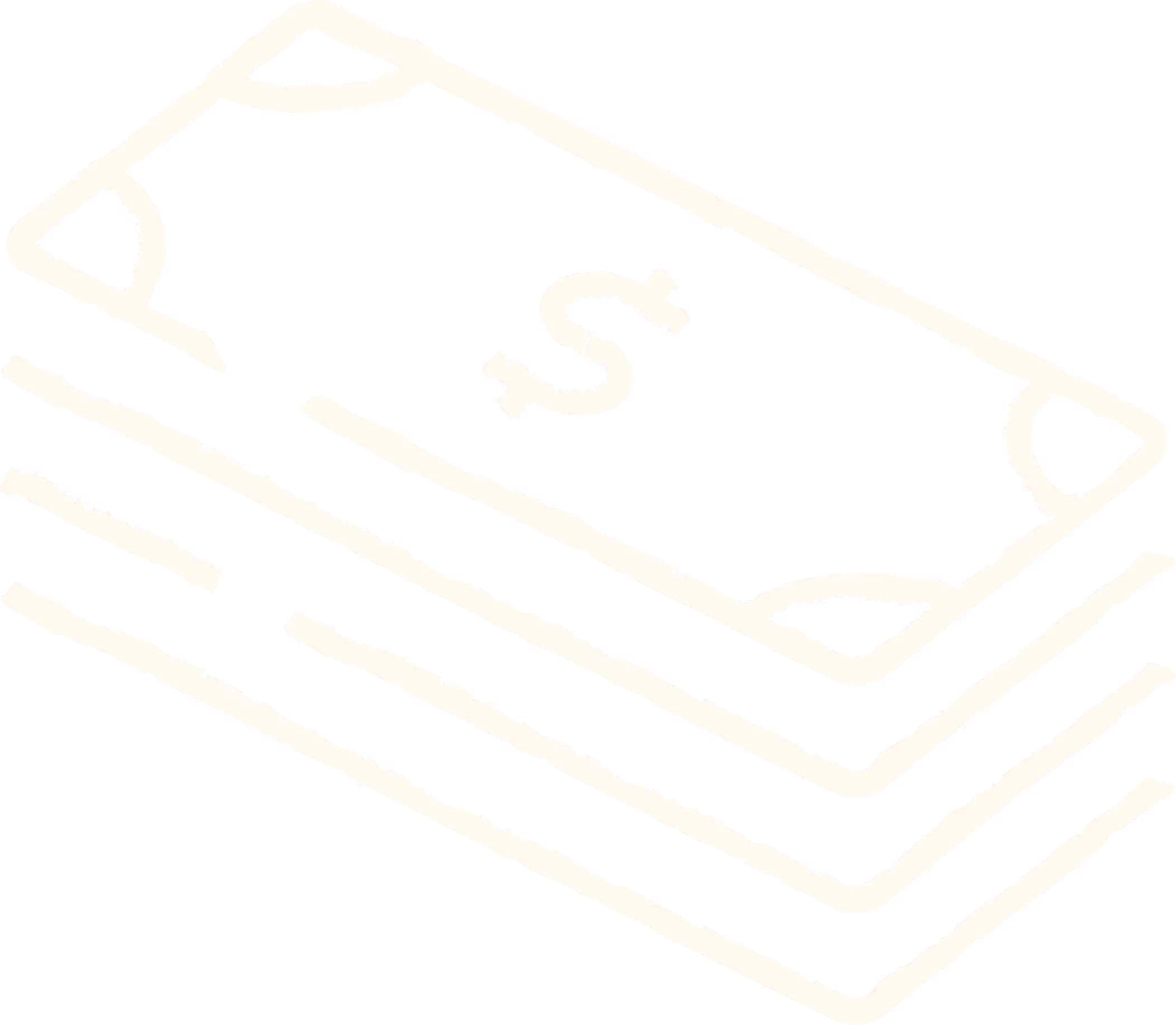 Illustration of a stack of dollar bills with a dollar sign on the top bill.