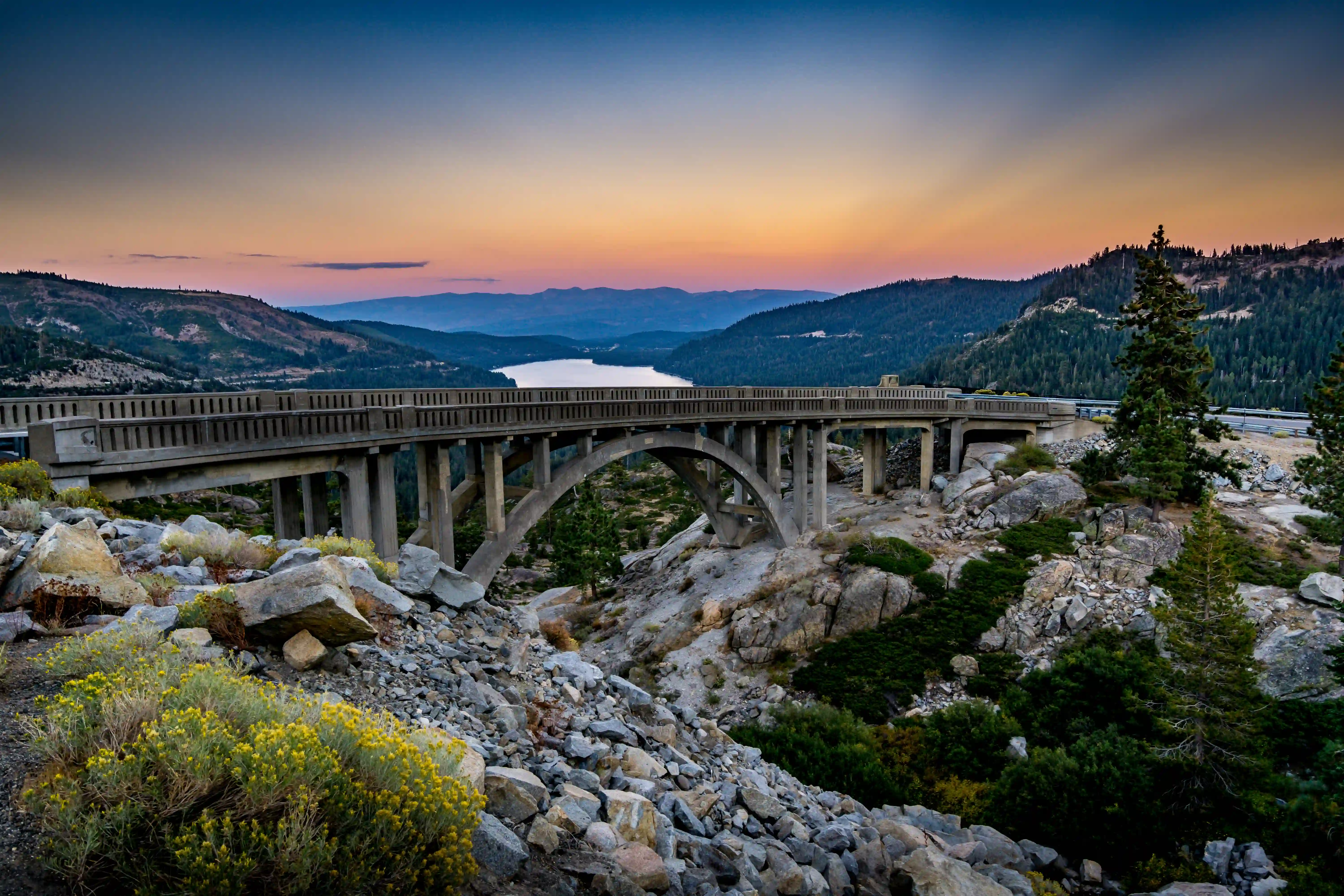an aerial view of a bridge in Nevada county