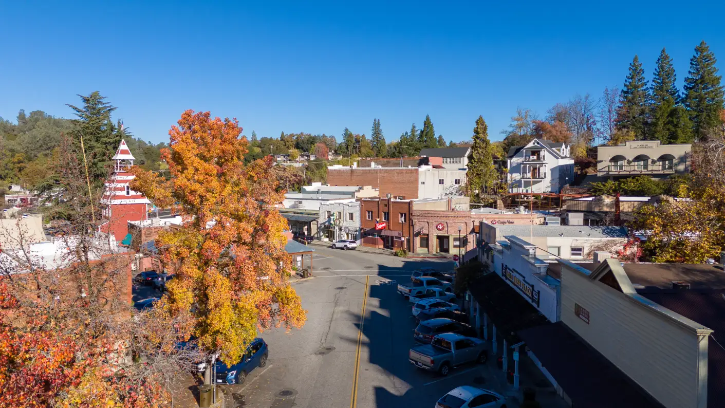Downtown Auburn CA street view highlighting the town's unique character and local commerce.