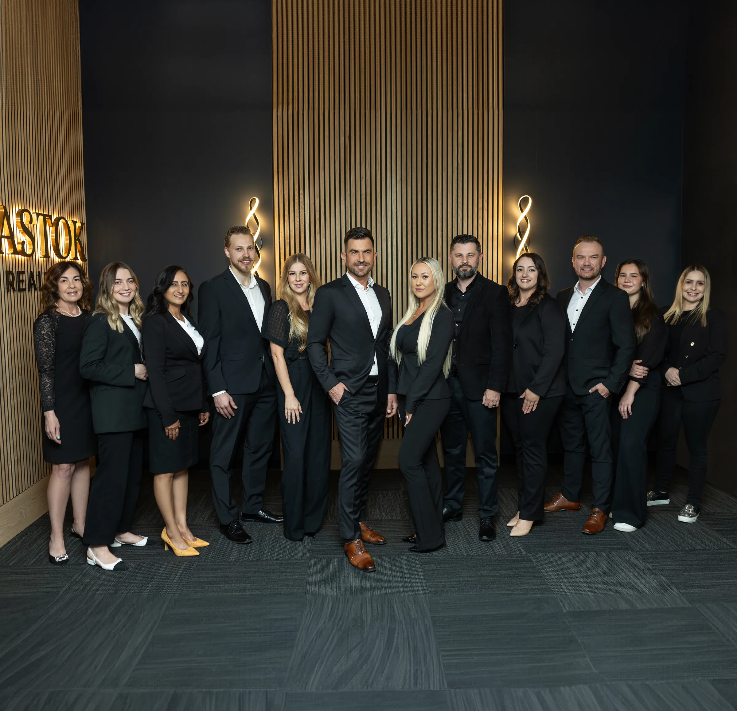 a group of business people posing for a picture - eastok realty team