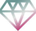 A diamond line art with a teal and magenta gradient