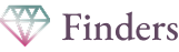 The Finders Marketing Logo displaying a diamond with teal and magenta diamond