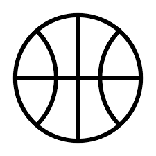 Black and white line drawing of a basketball.