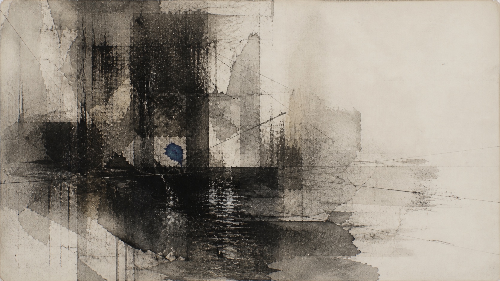 Abstract London study in graphite, ink and paper, suggesting memory held beneath an architectural surface.