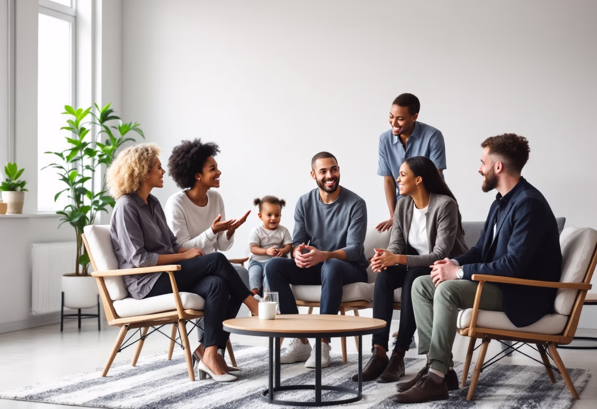 image of parents and staff discussing enrollment