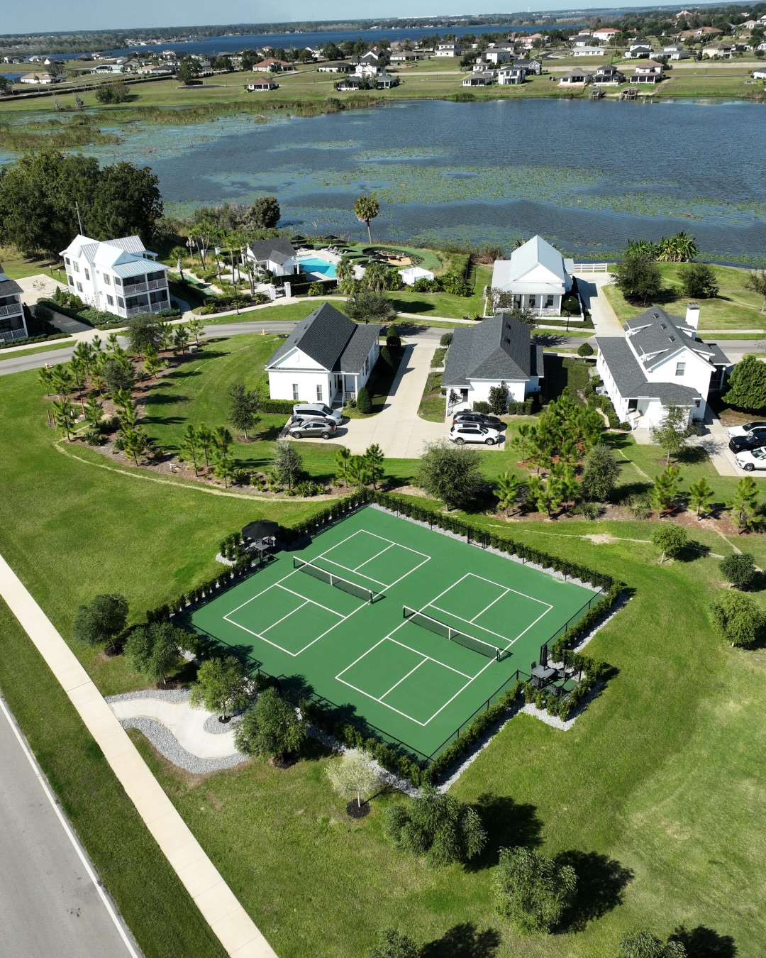 Completed pickleball courts at Adams Estate hospitality venue in Lake Alfred, FL
