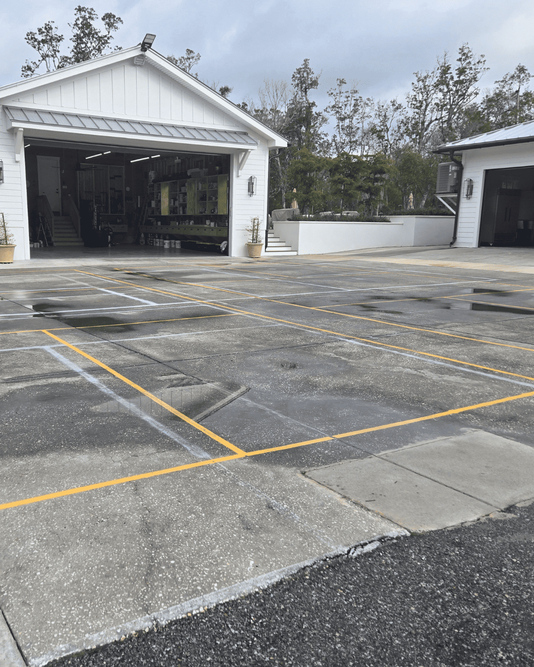 Completed dual-use driveway pickleball surface at Housh Residence in Tarpon Springs, FL