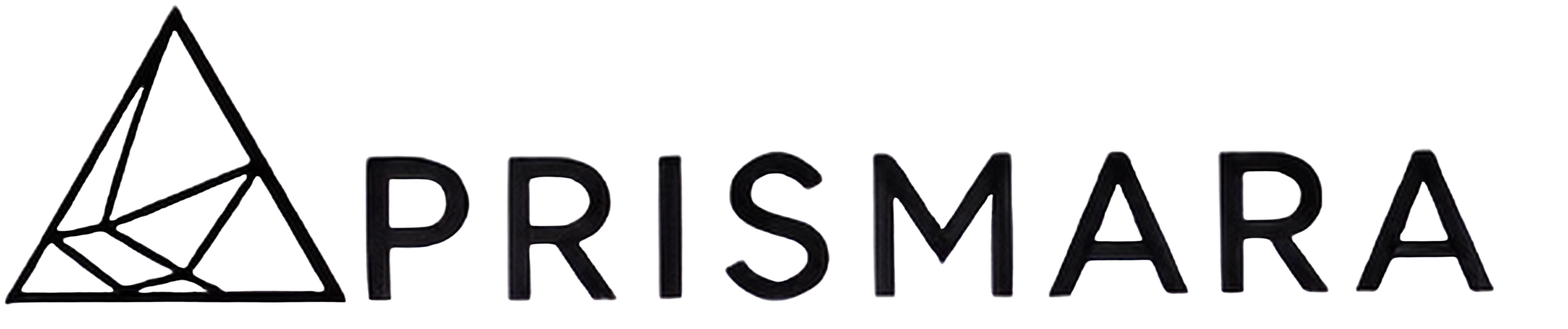 PRISMARA text logo with a geometric triangular prism design to the left.