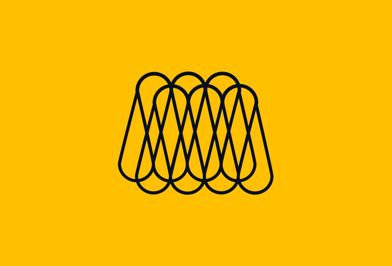 Black coiled spring icon on yellow background