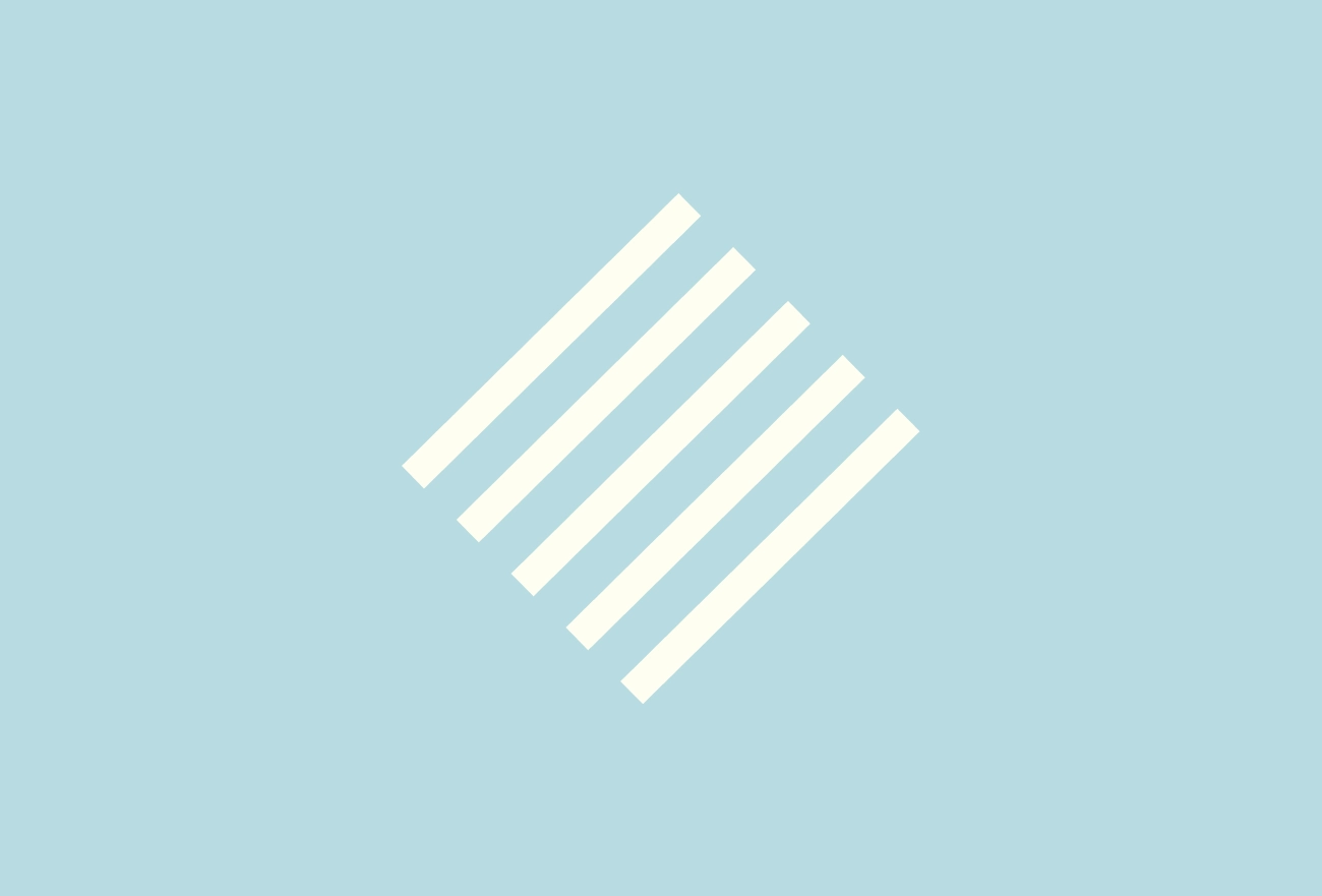 Five white diagonal parallel lines on light blue background, minimalist geometric design