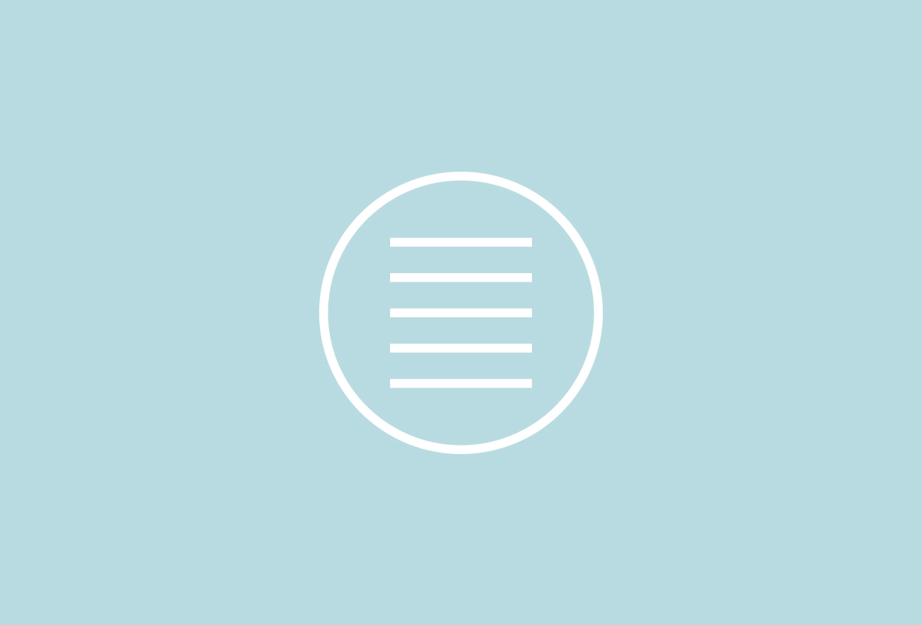 White circle with horizontal lines icon on light blue background, minimalist menu symbol