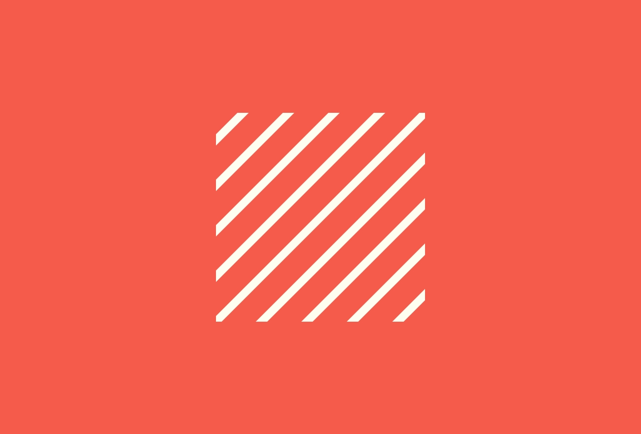 White diagonal parallel lines on coral red background, minimalist geometric pattern