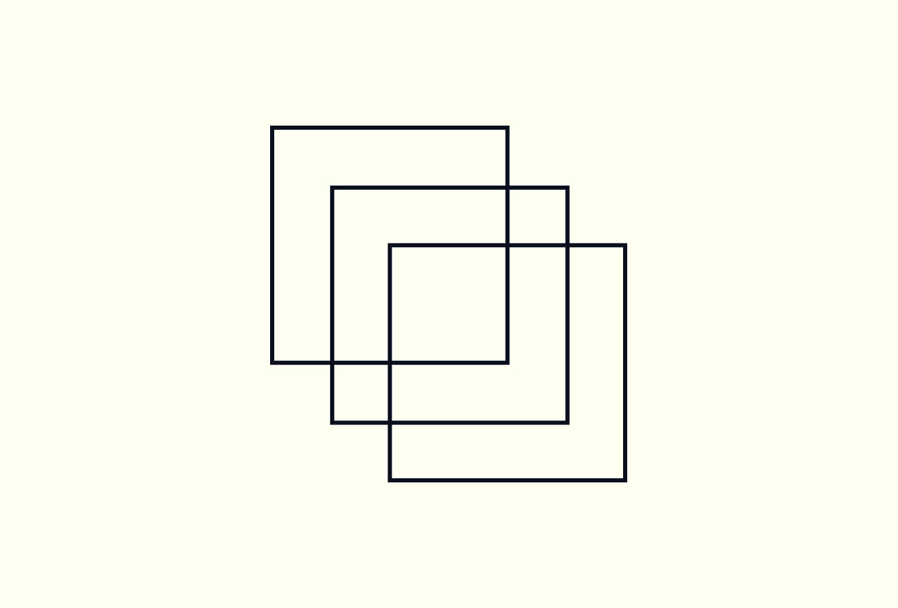 Four overlapping black outlined rectangles in cascading arrangement on beige background