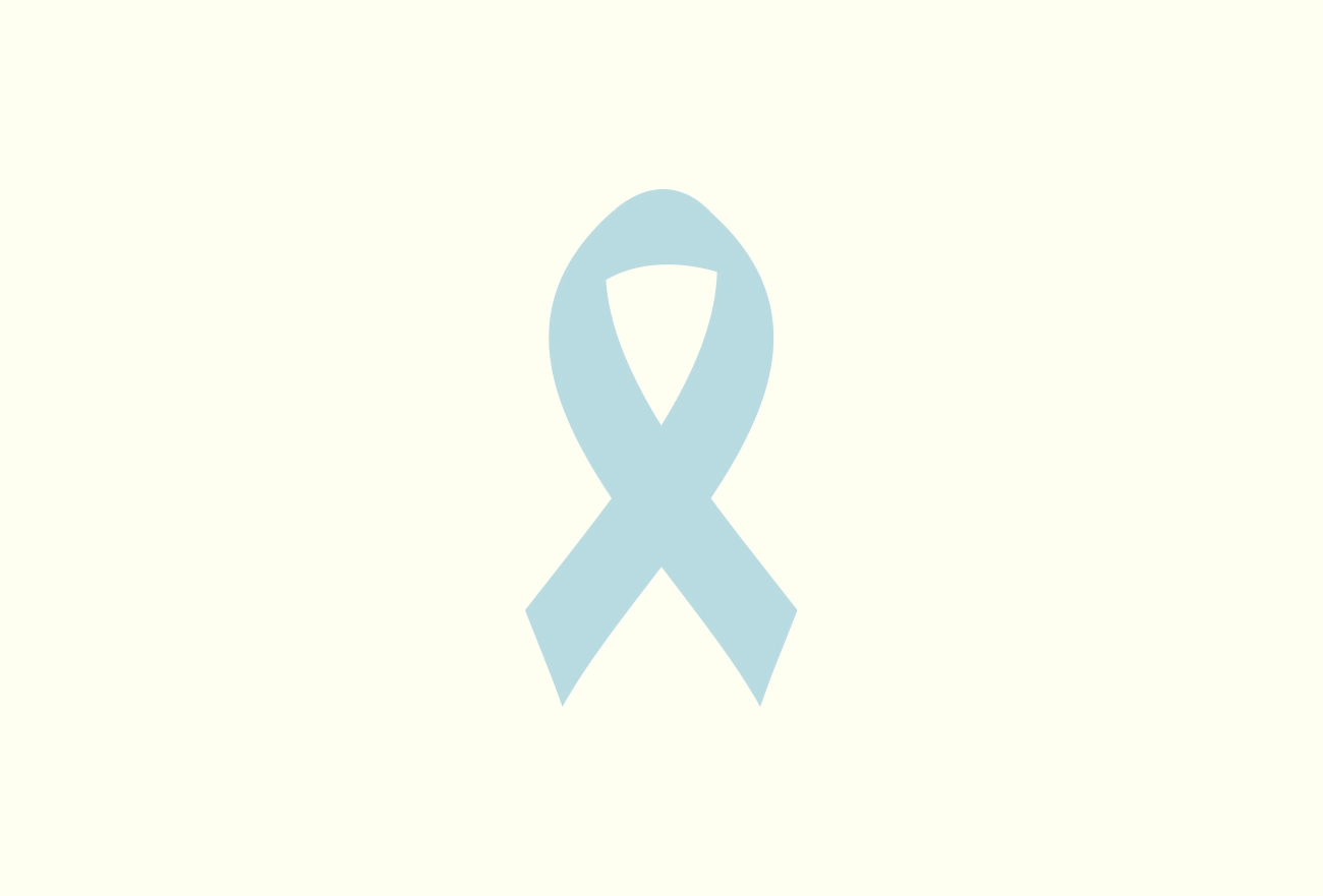 Light blue awareness ribbon on cream background