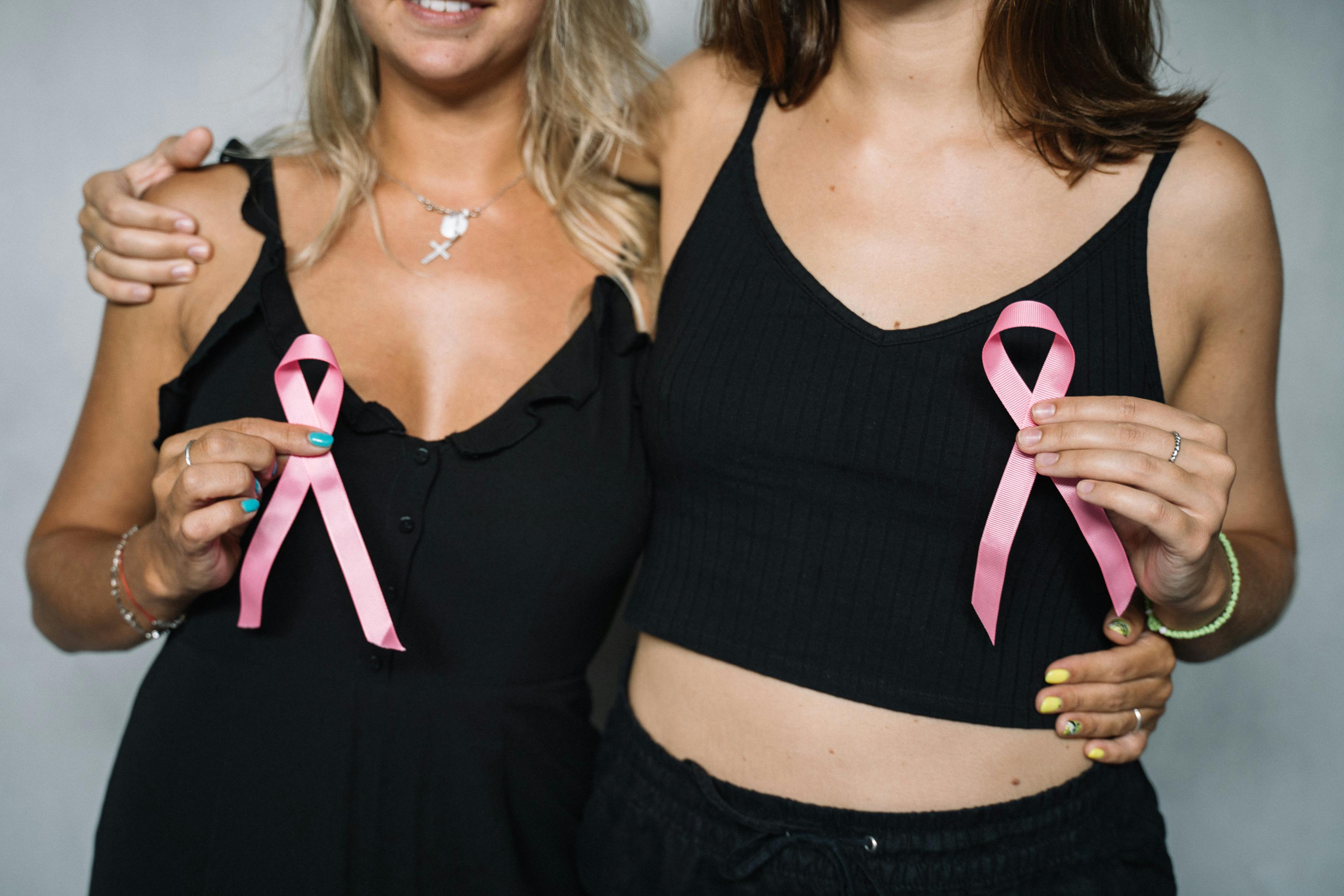Women showing support for breast cancer victims.