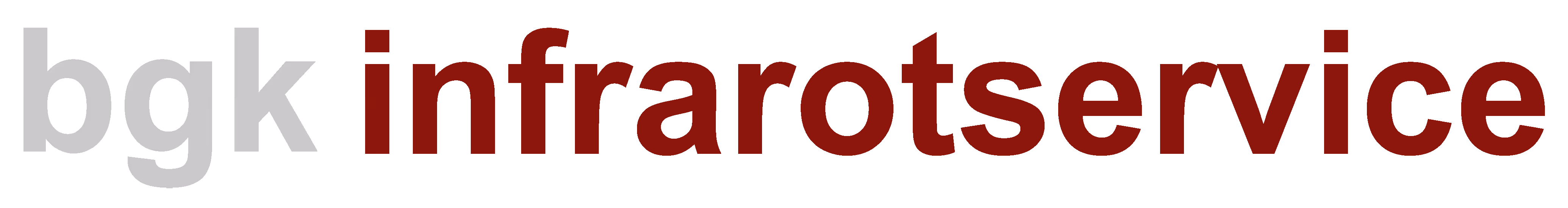 Logo mit dem Text bgk infrarotservice in Grau und Dunkelrot.