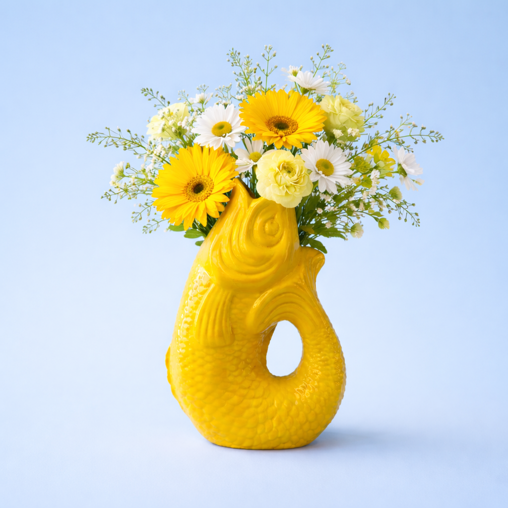 vase poisson jaune