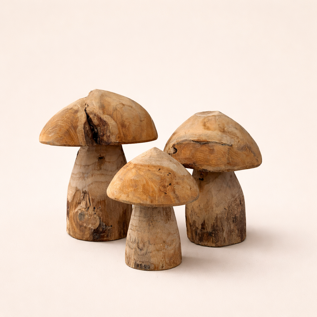 champignons décoratifs en bois (lot)