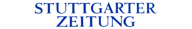 Stuttgarter Zeitung Schriftzug in blauer Großbuchstaben.