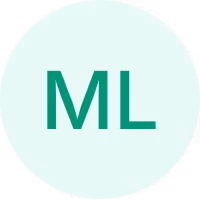 Kreis mit hellgrünem Hintergrund und den Initialen ML in der Mitte.