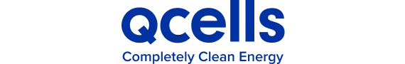 Qcells-Logo mit dem Slogan 'Completely Clean Energy'.