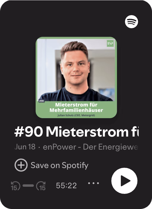 Podcastfolge von enPower mit metergrids Co-Founder Julian Schulz über Mieterstrom auf Spotify