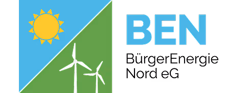 Sonnen- und Windenergie-Symbol mit der Aufschrift BEN.