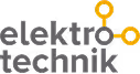 Logo mit dem Text 'elektro technik' und drei verbundenen gelben Zahnrädern.