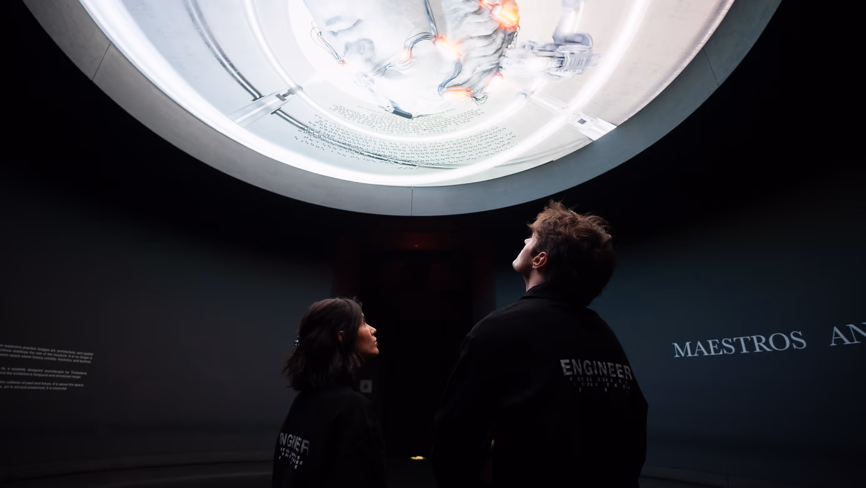 Two New York tourists in the Window exhibit at Mercer Labs in New York City