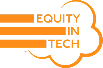 Equity in Tech logo with orange lines and text inside a cloud shape.