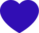 Solid blue heart icon.