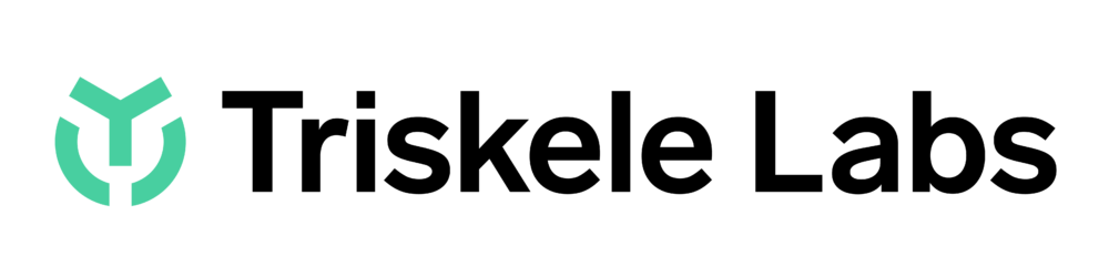 Minimalist green and black abstract triskele logo with three interconnected arms forming a circular shape.