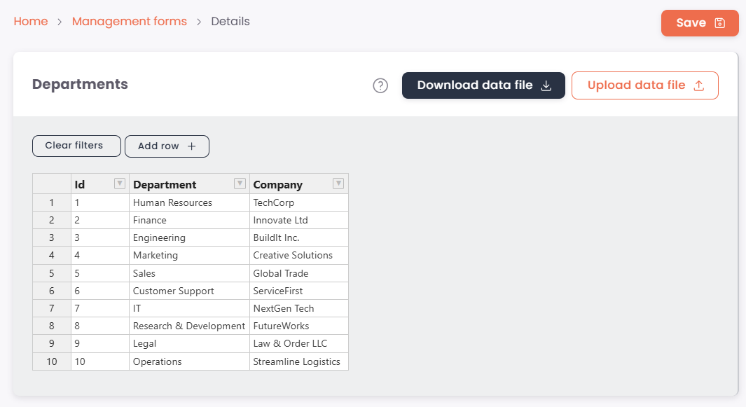 DataTako management forms editor