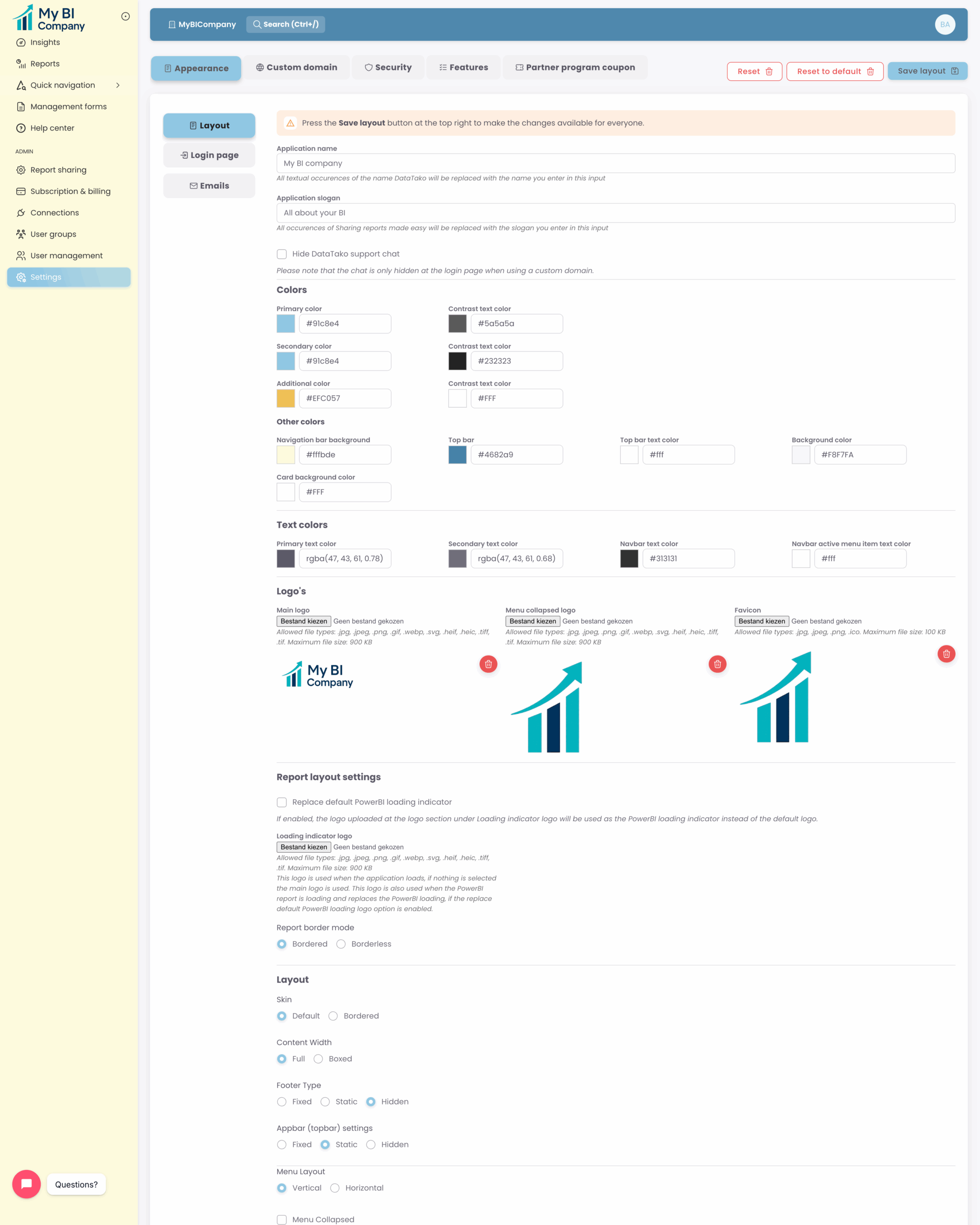DataTako whitelabel options