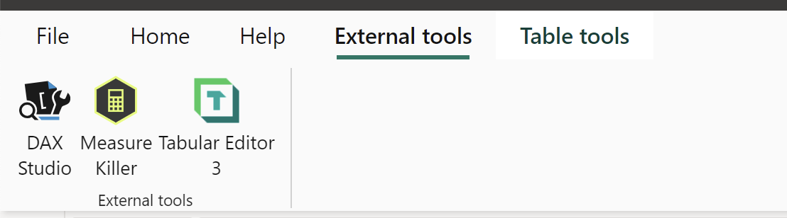 External tools ribbon
