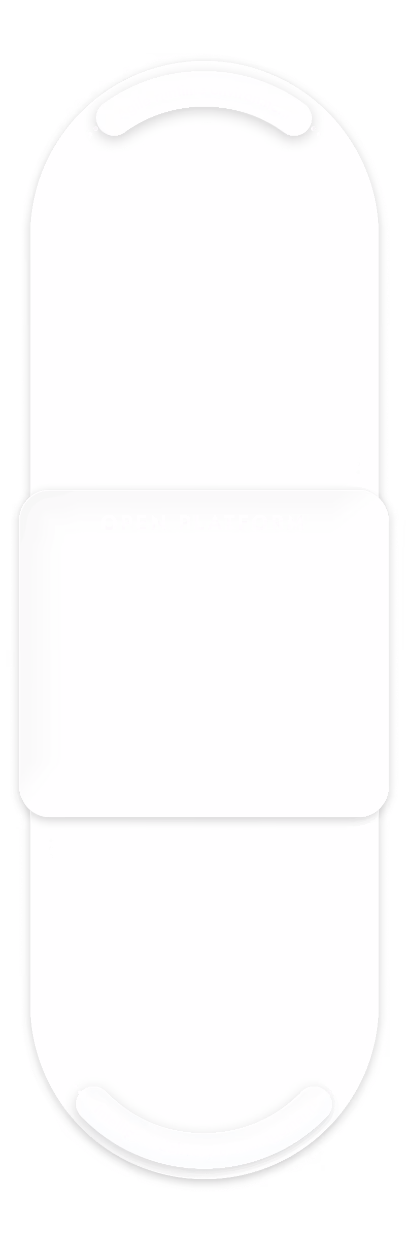 Diagram of an open platform structure with three connected horizontal rounded rectangular sections.