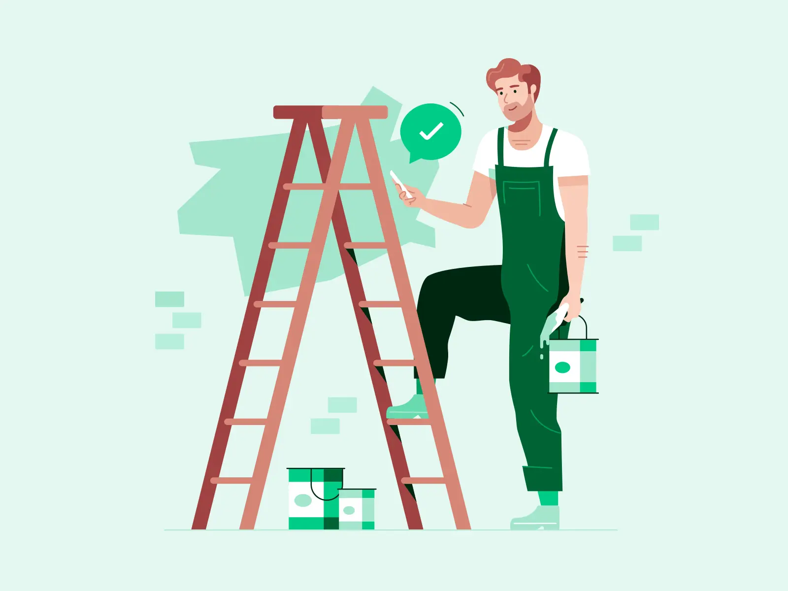 Man painting green wall illustration