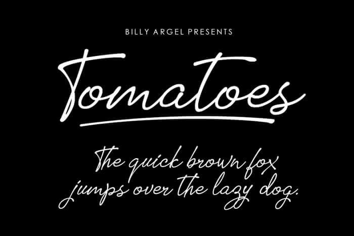 Tomatoes thin cursive font for summer designs