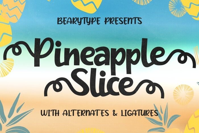 Pineapple Slice bold calligraphy font with swashes