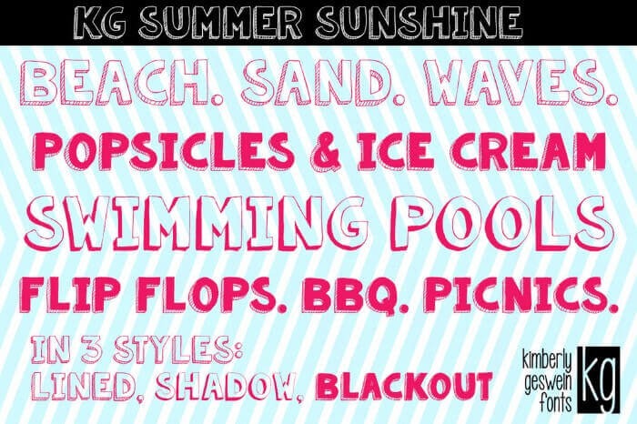KG Summer Sunshine 3D retro decorative font