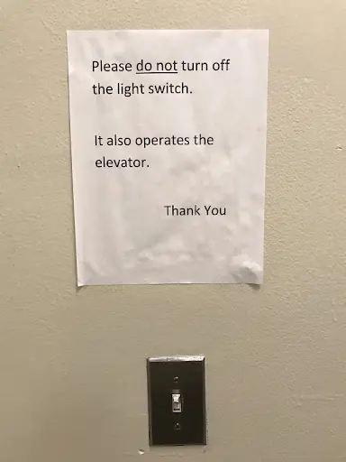 elevator notice fail