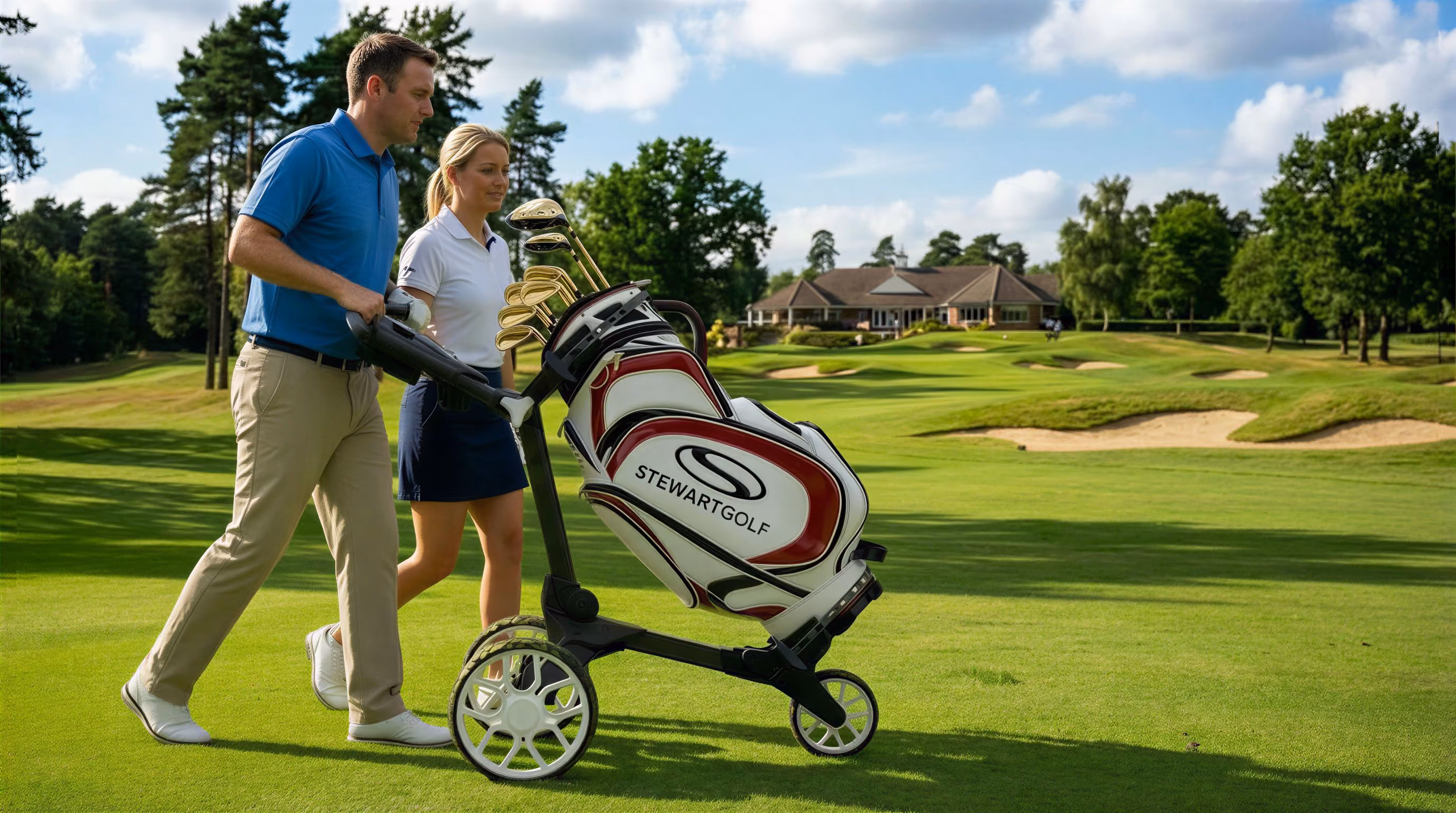 Stewart Golf R1 Push trolley on course