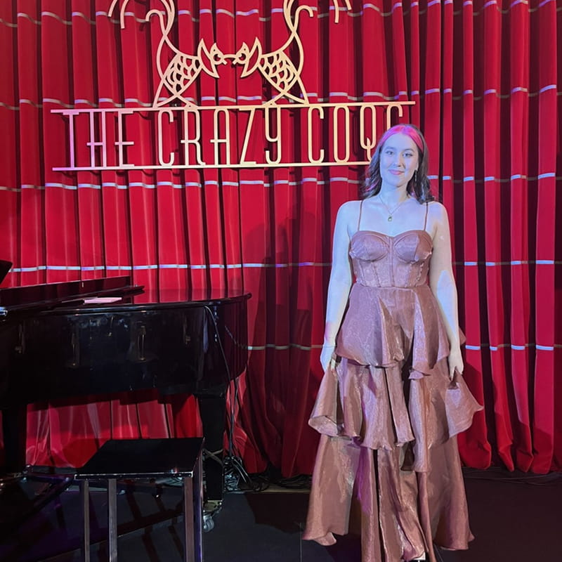 Maya during a musical performance